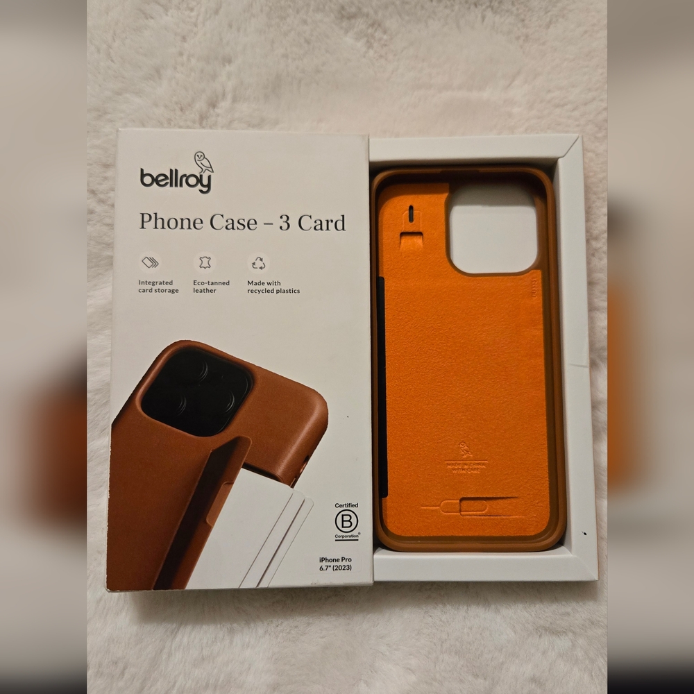 Bellroy Leather Case For iPhone 15 Pro Max (6.7") 3 Card Terracotta New In Box - Picture 6 of 16